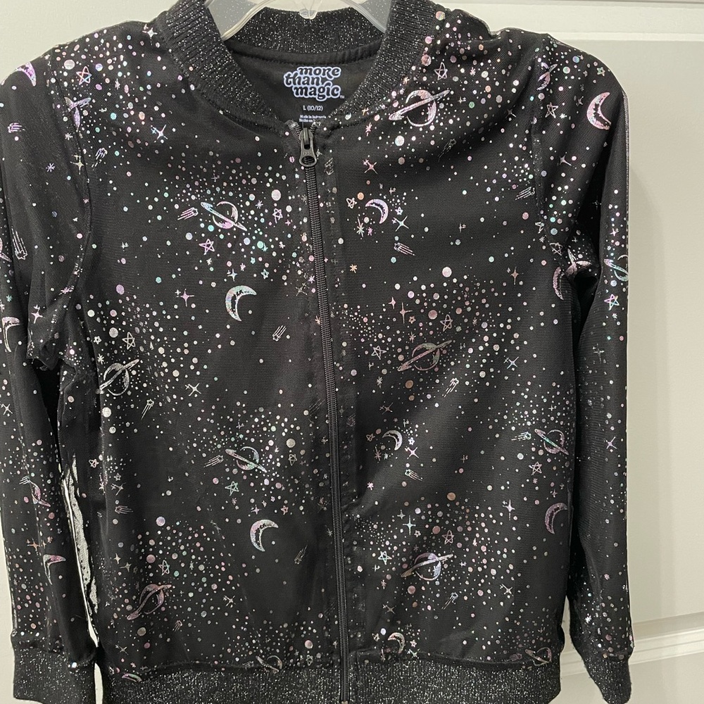 MORE THAN MAGIC girls space glitter bomber NWOT